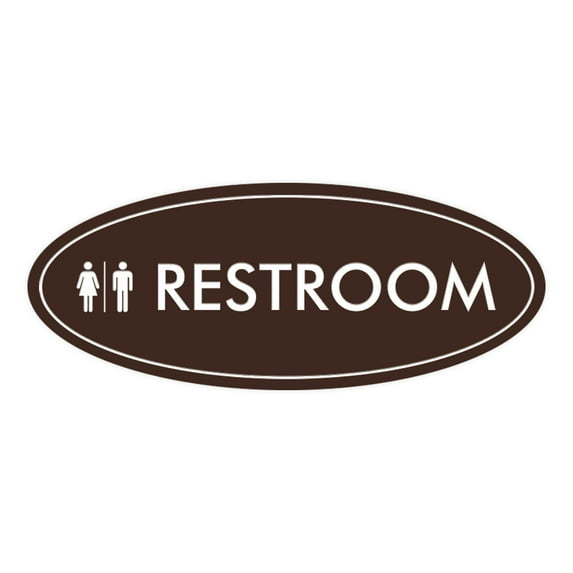 Oval Restroom Sign (Dark Brown) - Medium 2.75x7"