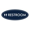 thumbnail image 1 of Oval Restroom Sign (Navy Blue / White) - Medium 2.75x7", 1 of 1