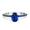 thumbnail image 1 of Oval Ring Side Stone Sapphire Simulated Blue Sapphire CZ 925 Sterling Silver Size 5, 1 of 5