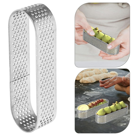 Oval Rings Stainless Steel Perforated Cake Mousse Rings Nonstick Cake Mold Metal Pastry Mold for French Dessert Small Fruit Crust.4cm