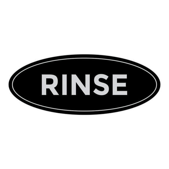 Oval Rinse Sign (Black / Silver) - Medium 2.75x7"