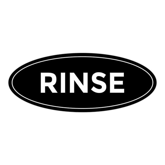 Oval Rinse Sign (Black) - Small 2x5"