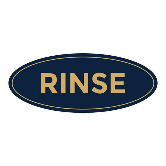 Oval Rinse Sign (Navy Blue/Gold) - Small 2x5"