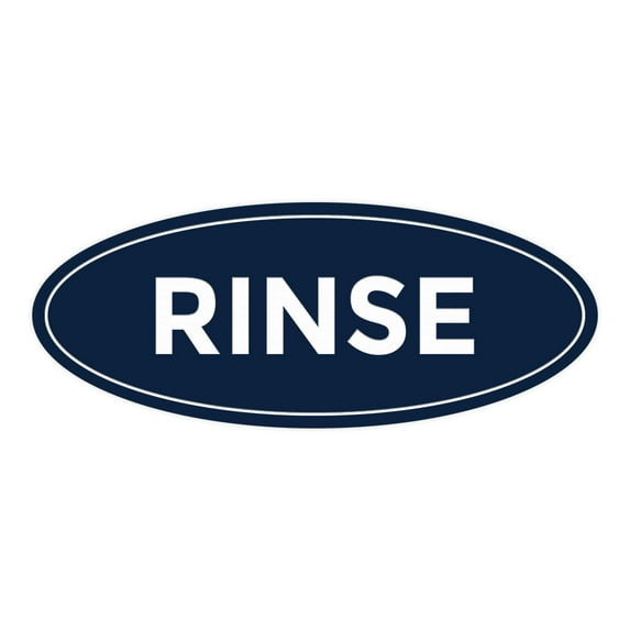 Oval Rinse Sign (Navy Blue / White) - Large 3.6x9"