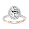 thumbnail image 1 of Oval & Round Cut Lab Created Moissanite Diamond Solitaire Halo Engagement Ring In 14K Rose Gold Over Sterling Silver(G-H Color, 2.00 Carat)-8, 1 of 8