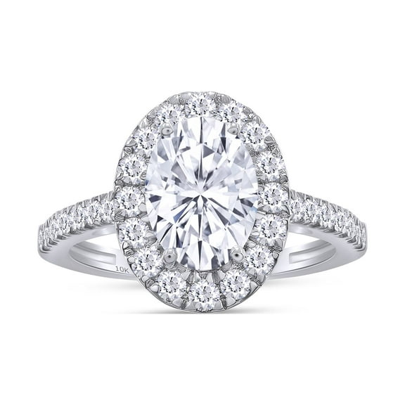Oval & Round Shape IGI Certified Lab Grown Diamond Halo Engagement Wedding Ring For Women In 10K Solid White Gold Jewelry (1.70 Cttw) Ring Size - 5