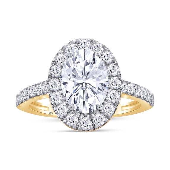 Oval & Round Shape IGI Certified Lab Grown Diamond Halo Engagement Wedding Ring For Women In 10K Solid Yellow Gold Jewelry (1.70 Cttw) Ring Size - 7
