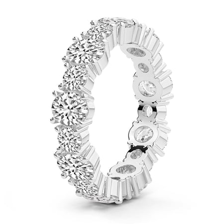 Oval & Round Shape Lab Grown Diamond Mariah Eternity Ring For Women | 3 Carat IGI Certified 14K White Gold | FG-VS Quality Friendly Diamonds Eternity Ring Size 4