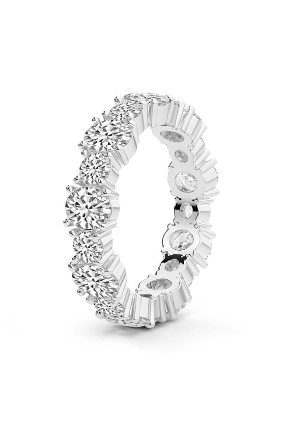 Oval & Round Shape Lab Grown Diamond Mariah Eternity Ring For Women | 3 Carat IGI Certified 14K White Gold | FG-VS Quality Friendly Diamonds Eternity Ring Size 4