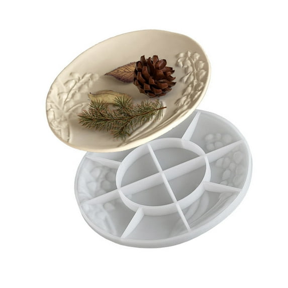 Flexible Retro Silicone Mold for Decorative Trays - Embossed Resin Jewelry Shapes Oval/Round/Square