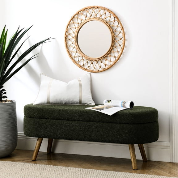 Oval Rubber Wood Legged Storage Bench / Decorative Footstool for Any Room