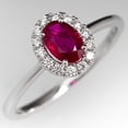 thumbnail image 1 of Oval Ruby Gamstone and Diamond Engagement Ring Halo 14k Solid White Gold, 1 of 5