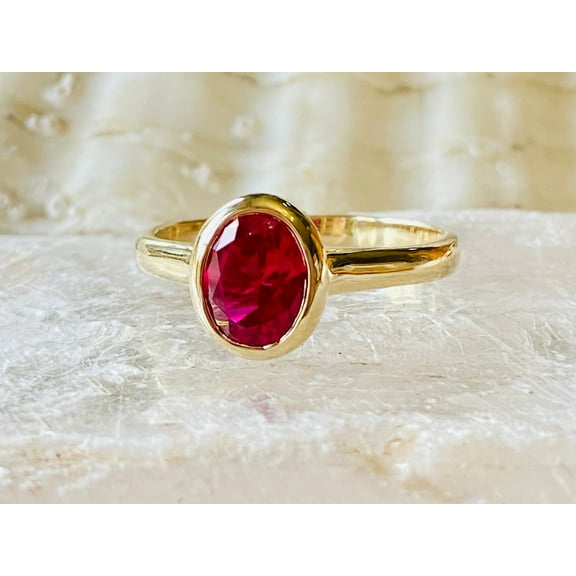 Oval Ruby Ring, Ruby Engagement Ring, Ruby Ring, Bezel Set Ruby RIng, Oval Solitaire Ring