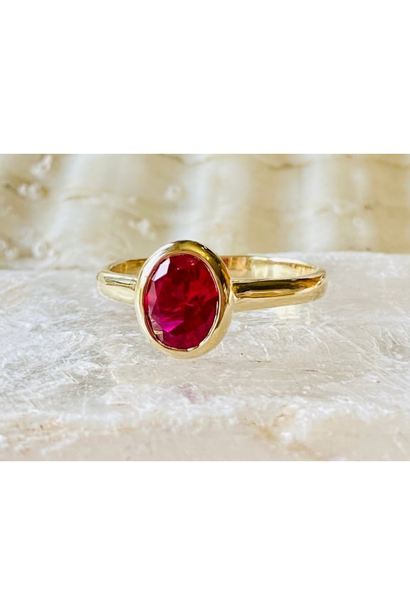 Oval Ruby Ring, Ruby Engagement Ring, Ruby Ring, Bezel Set Ruby RIng, Oval Solitaire Ring