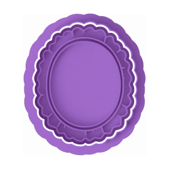 Oval Ruffle Cookie Cutter & Stamp with Size Options