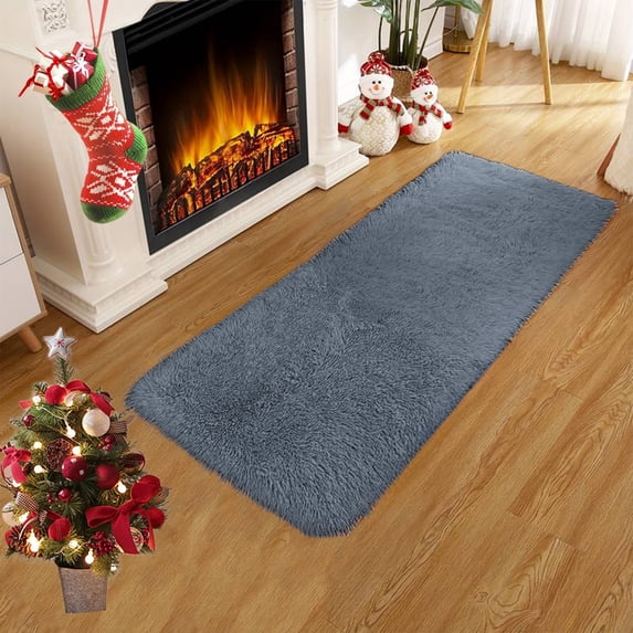 Oval Rugs for Bedroom Living Room Dorm, Fluffy Runner Rugs,Modern Shaggy Area Rug for Hallway Living Room,Soft Indoor Floor Carpet Home Decor, 15.7x31.5in