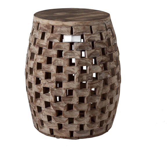 Oval Rustic Garden Stool Wood Outdoor Seating & End Table Portable Adaptable Outdoor Furniture - Seasoned Patina Finish