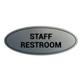 thumbnail image 1 of Oval STAFF RESTROOM Sign (Brushed Silver) - Medium 2.75x7", 1 of 1