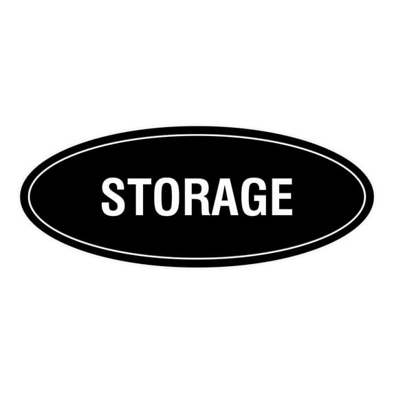 Oval STORAGE Sign (Black) - Small 2x5"
