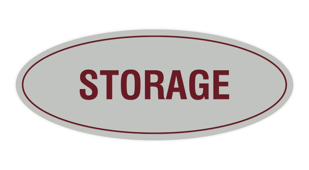 Small Sign Storage Rack Oval STORAGE Sign (Light Grey / Burgundy) - Small 2x5