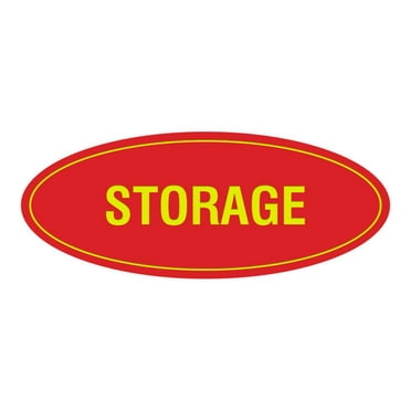 Oval STORAGE Sign (Red/Yellow) - Small 2x5"
