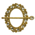 thumbnail image 1 of Oval Scroll with Jewels Decorative One Pair Window Curtain Tieback, Gold, 1 of 2