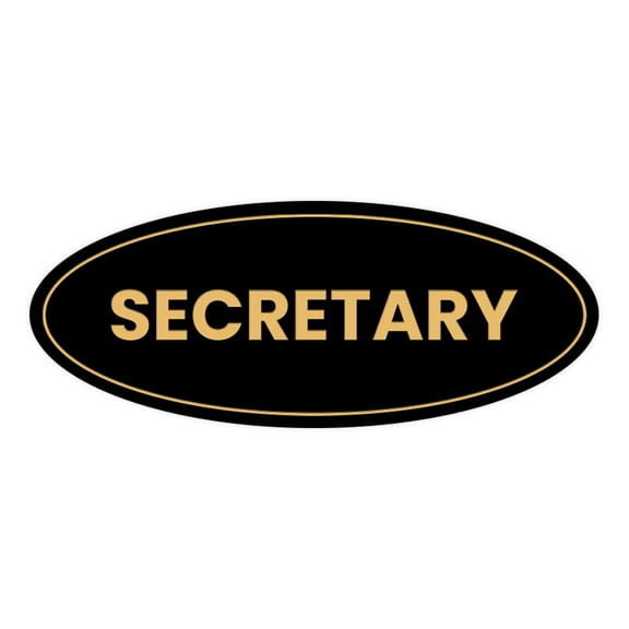Oval Secretary Sign (Black Gold) - Large 3.6x9"