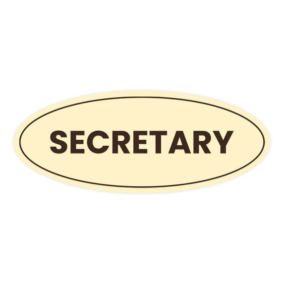Oval Secretary Sign (Ivory/Dark Brown) - Large 3.6x9"