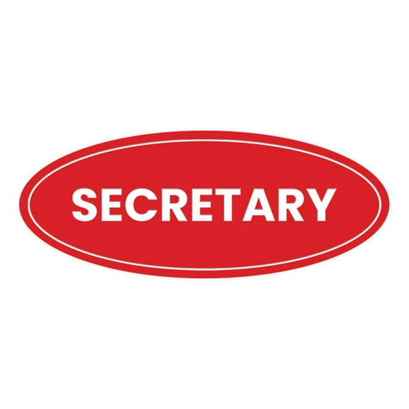 Oval Secretary Sign (Red) - Medium 2.75x7"