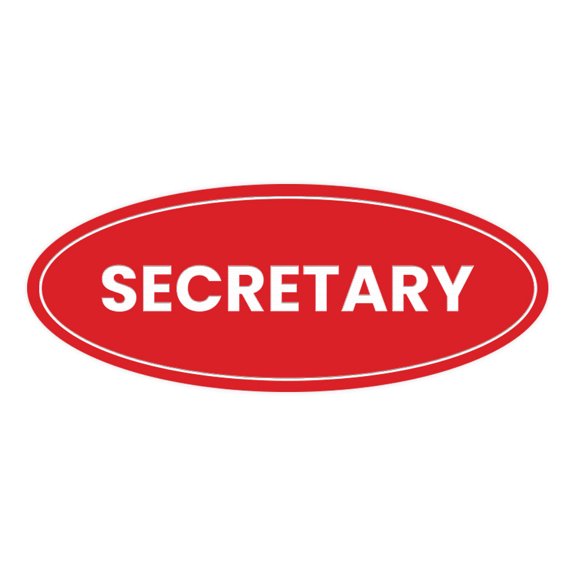 Oval Secretary Sign (Red) - Small 2x5"