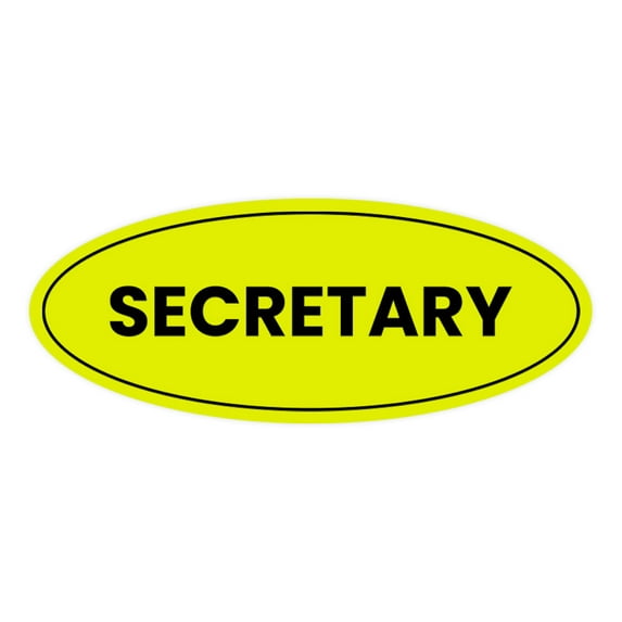 Oval Secretary Sign (Yell 2x5"ow / Black) - Small 2x5"