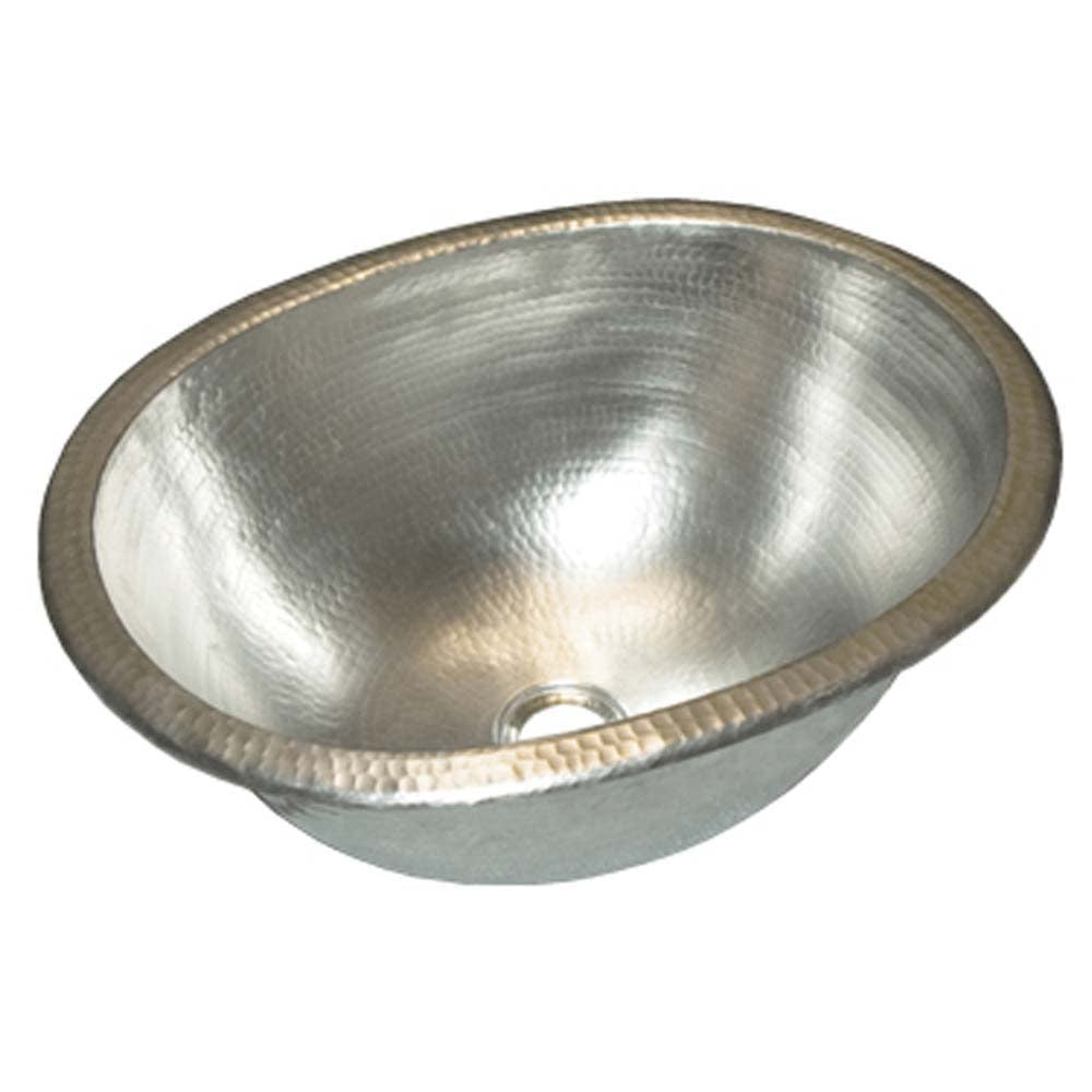 Brushed Nickel Oval Copper Undermount Bathroom Sink