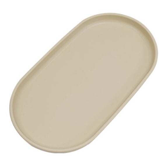 Oval Serving Tray, Plastic Serving Tray Food Tray, Durable Stackable Snack Serving Platters for Party Snack Dessert Coffee Table Entertaining, Oval Storage Tray Dish Dinner Plate, 1Pc(Beige,9.4x5")