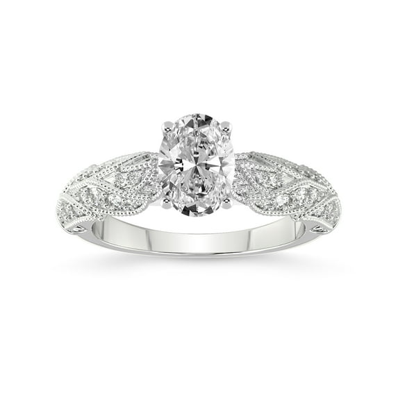 Oval Shape 1 Carat IGI Certified Lab Grown Diamond Ring | 14K White Gold | Vintage Willow Lab Diamond Engagement Ring | FG-VS1-VS2 Quality Friendly Diamonds