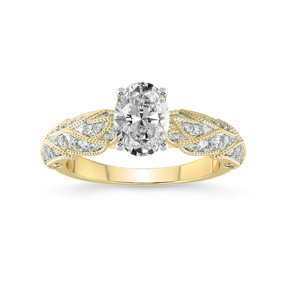 Oval Shape 1 Carat IGI Certified Lab Grown Diamond Ring | 14K Yellow Gold | Vintage Willow Lab Diamond Engagement Ring | FG-VS1-VS2 Quality Friendly Diamonds