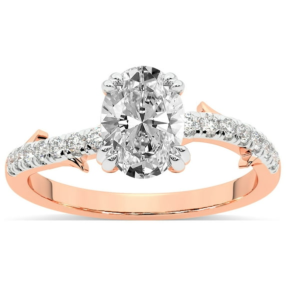 Oval Shape 2 Carat IGI Certified Lab Grown Diamond Ring | 14K Rose Gold | Phoebe Twigs Diamond Ring | FG-VS1-VS2 Quality Friendly Diamonds
