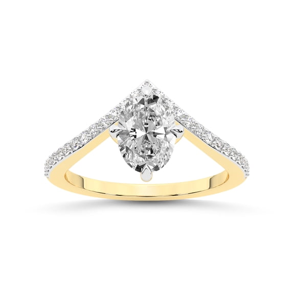 Oval Shape 2 Carat IGI Certified Lab Grown Diamond Ring | 14K Yellow Gold | Zelda Classic Chevron Diamond Ring | FG-VS1-VS2 Quality Friendly Diamonds