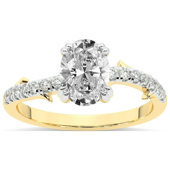 Oval Shape 3 Carat IGI Certified Lab Grown Diamond Ring | 14K Yellow Gold | Phoebe Twigs Diamond Ring | FG-VS1-VS2 Quality Friendly Diamonds