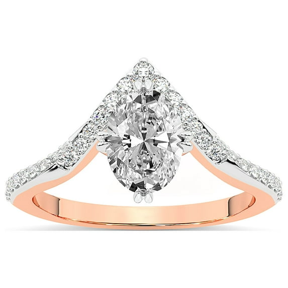 Oval Shape 4 Carat IGI Certified Lab Grown Diamond Ring | 14K Rose Gold | Athena Chevron Twist Diamond Ring | FG-VS1-VS2 Quality Friendly Diamonds