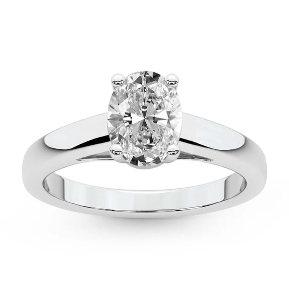 IGI Certified 5 Carat Oval Shape Lab Grown Diamond Engagement Ring | 14K White Gold | Allen Flat Band Solitaire Lab Diamond Ring | FG-VS1-VS2 Quality Friendly Diamonds
