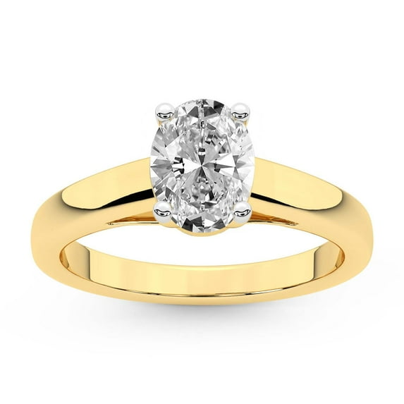 IGI Certified 5 Carat Oval Shape Lab Grown Diamond Engagement Ring | 14K White Gold | Allen Flat Band Solitaire Lab Diamond Ring | FG-VS1-VS2 Quality Friendly Diamonds