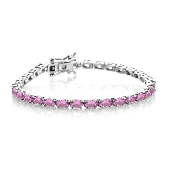 Oval Shape 5x3 mm Pink Tourmaline Eternity Tennis Bracelet 7.5 Inch 925 Sterling Silver October Birthstone Month Gemstone Jewelry Women Gift For Her Wedding Anniversary Birthday Gift