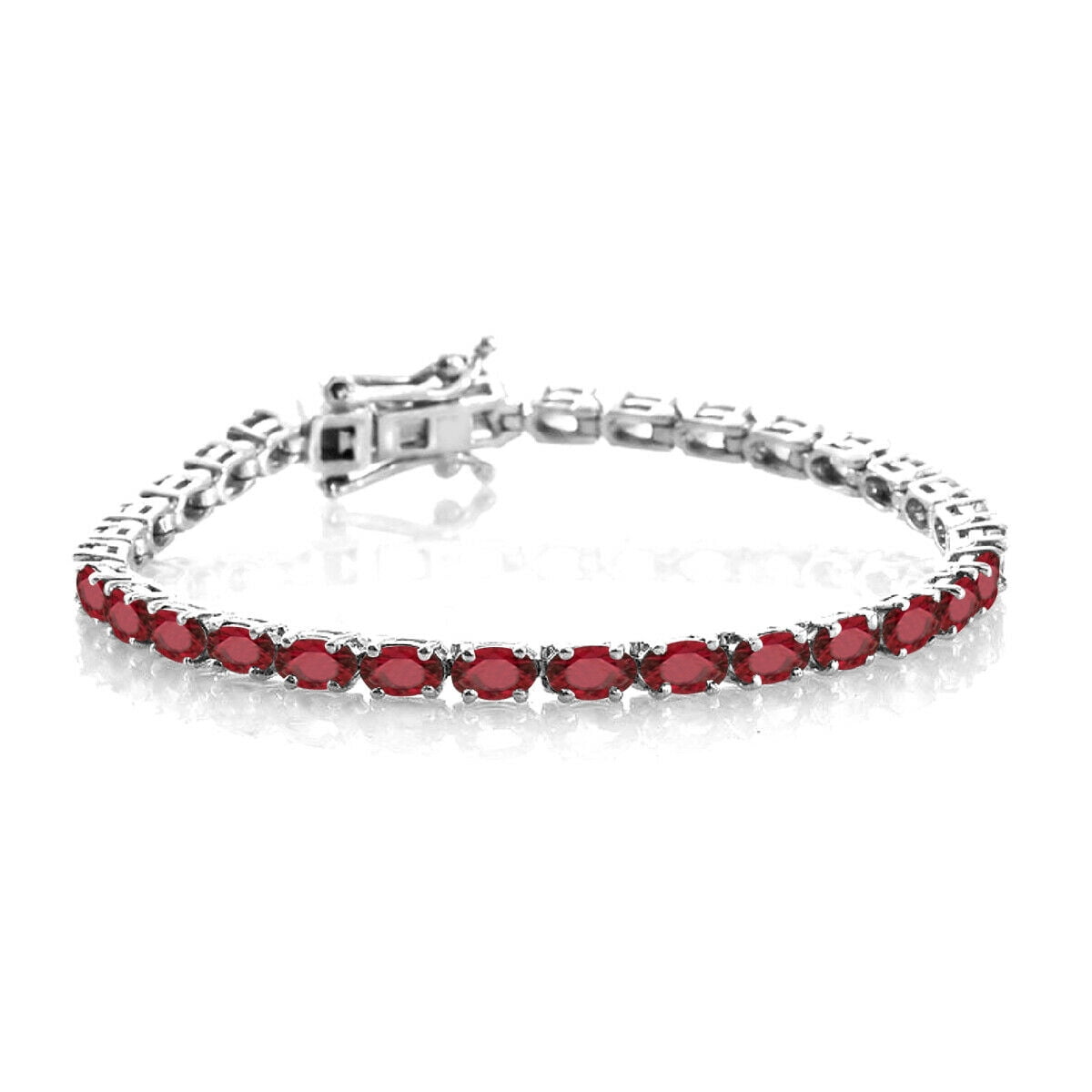 Oval Shape 5x3 mm Red Garnet Eternity Tennis Bracelet 7.5 Inch 925 Sterling Silver January Birthstone Month Gemstone Jewelry Women Gift For Her Wedding Anniversary Birthday Gift