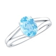thumbnail image 1 of Oval Shape Aquamarine Solitaire Ring for Women, March Birthstone Ring - 1 Carat - AAA Quality - with Jewelry Box, 14K White Gold, US 3.00, 1 of 6