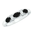 thumbnail image 1 of Rosec Jewels Natural Black Onyx 3 Stone Anniversary Ring - AAA Grade - Black Onyx Diamond Ring in East West Style - Ready to Gift, 925 Sterling Silver, US 11.50, 1 of 8