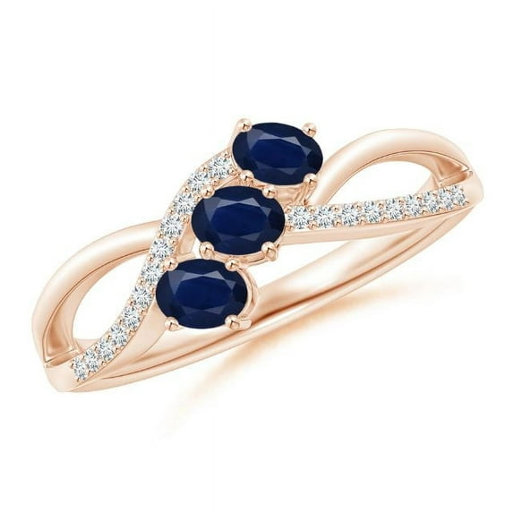 Oval Shape Blue Sapphire CZ Diamond Band Ring 925 Sterling Silver Rose Gold Plated September Birthstone Wedding Anniversary Gift Gemstone Jewelry