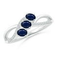 thumbnail image 1 of Oval Shape Blue Sapphire CZ Diamond Band Ring 925 Sterling Silver September Birthstone Wedding Anniversary Gift Gemstone Jewelry, 1 of 5