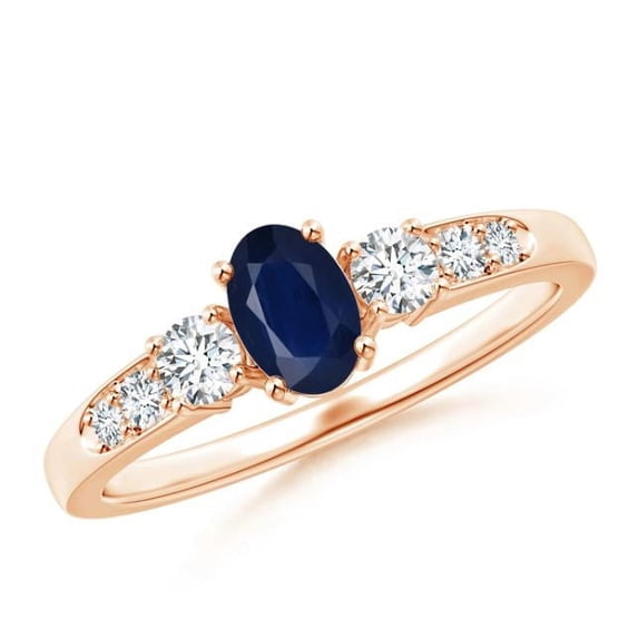 Oval Shape Blue Sapphire CZ Diamond Cocktail Band Ring Women 925 Sterling Silver Rose Gold Plated September Birthstone Wedding Anniversary Gift Gemstone Jewelry