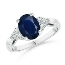 Oval Shape Blue Sapphire CZ Diamond Cocktail Band Ring Women 925 Sterling Silver September Birthstone Valentine Day Birthday Gift Gemstone Jewelry