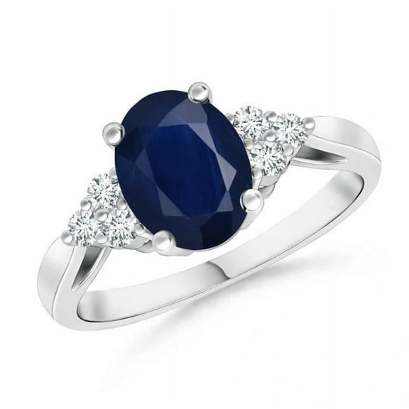Oval Shape Blue Sapphire CZ Diamond Cocktail Band Ring Women 925 Sterling Silver September Birthstone Valentine Day Birthday Gift Gemstone Jewelry